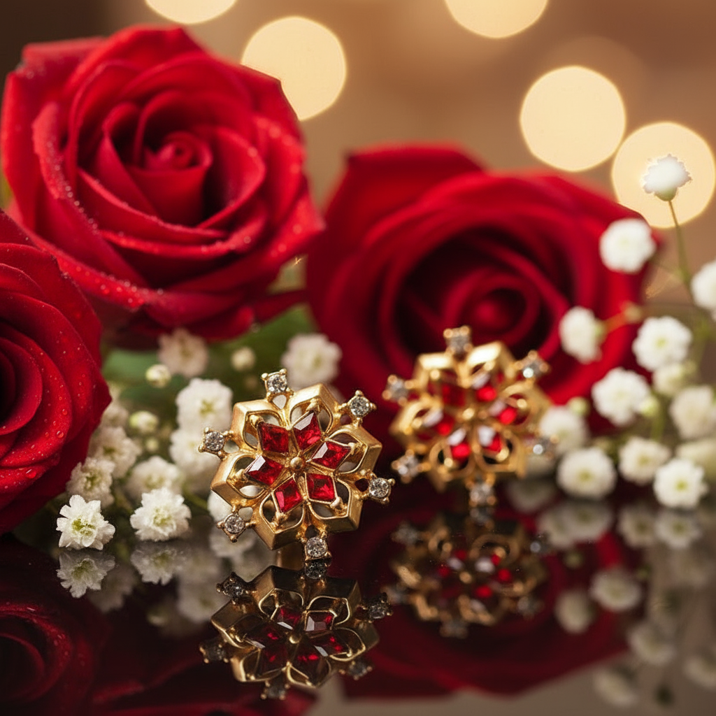 Snowflake Ruby Antique Retro Ear Clips – Vintage Glamour, No Piercing Required - Eterna