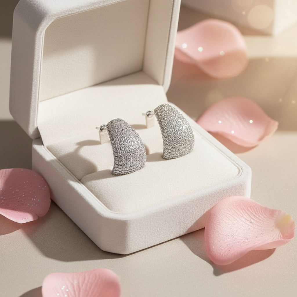 Sterling Silver Moissanite Stud Earrings – D-E Color, Versatile Geometric Design, Gift Box Option - Eterna