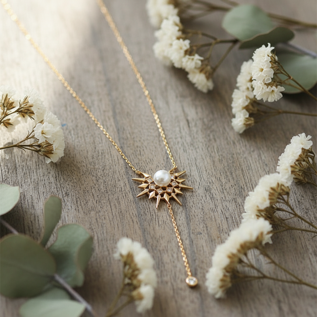 Sterling Silver Freshwater Pearl Necklace – Adjustable S925 Chain, Classic Elegant Design - Eterna