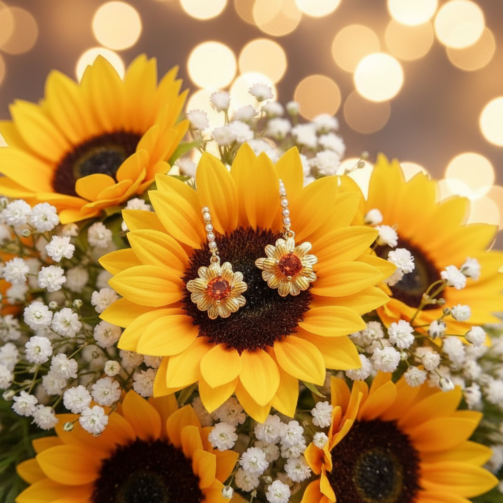 Natural Citrine Stud Earrings – 925 Sterling Silver, White or Yellow Gold Plated, 5mm - Eterna