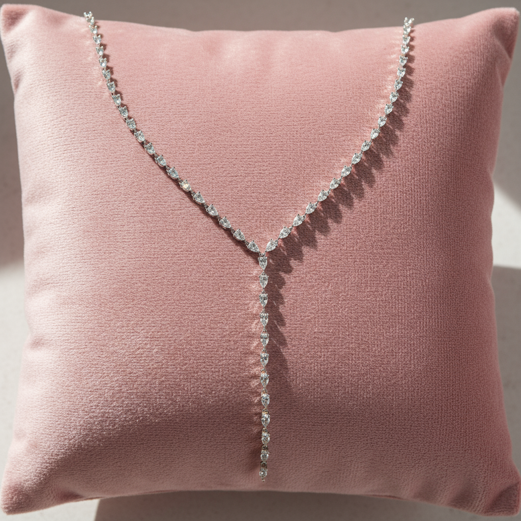 18K Gold-Plated Water Drop Zircon Tassel Necklace – Y-Shaped, French Retro Style - Eterna