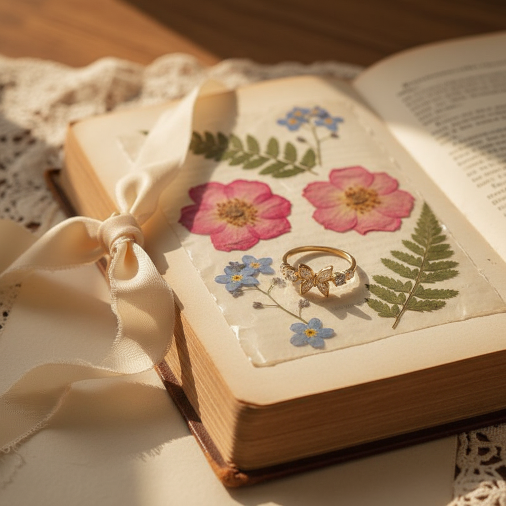 Diamond Inlaid Butterfly Ring – Thick Real Gold Plated Adjustable Luxury Party Jewelry | Women's Elegant Sweet Statement - Eterna