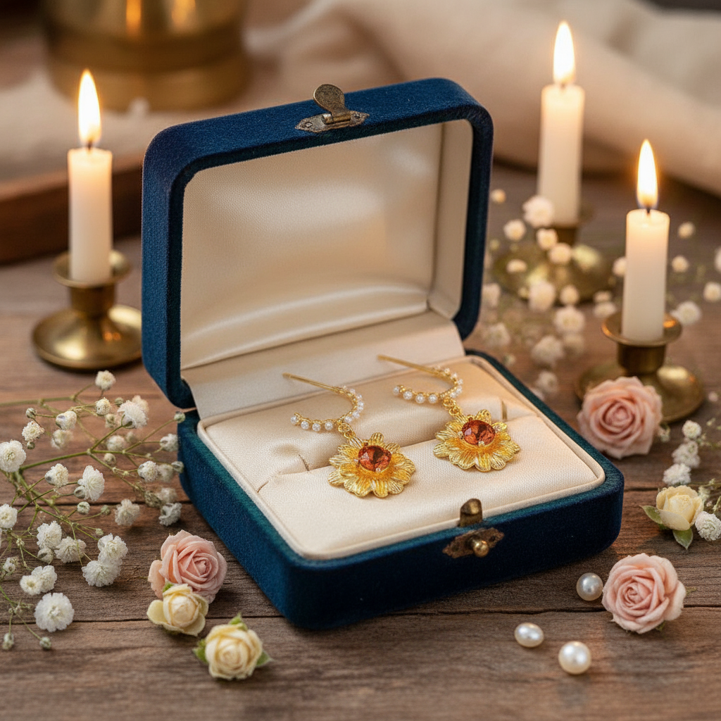 Natural Citrine Stud Earrings – 925 Sterling Silver, White or Yellow Gold Plated, 5mm - Eterna