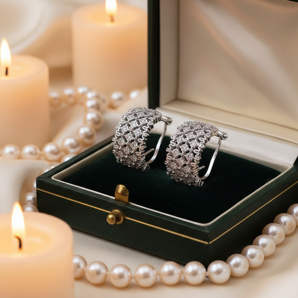 Hollow Vintage Palace Stud Earrings – S925 Sterling Silver, Retro Light Luxury Design - Eterna