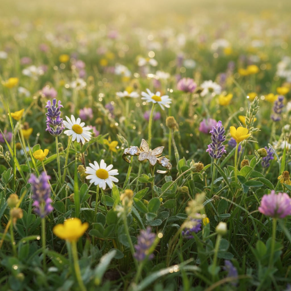 Diamond Inlaid Butterfly Ring – Thick Real Gold Plated Adjustable Luxury Party Jewelry | Women's Elegant Sweet Statement - Eterna