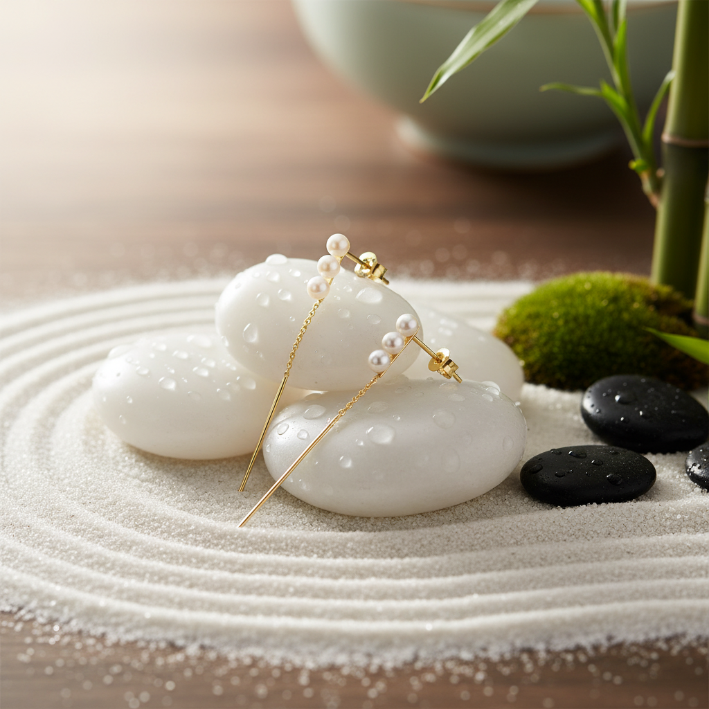 Natural Pearl Tassel Drop Earrings – Silver-Plated, Linear Bar Design, Fashion Office Style - Eterna